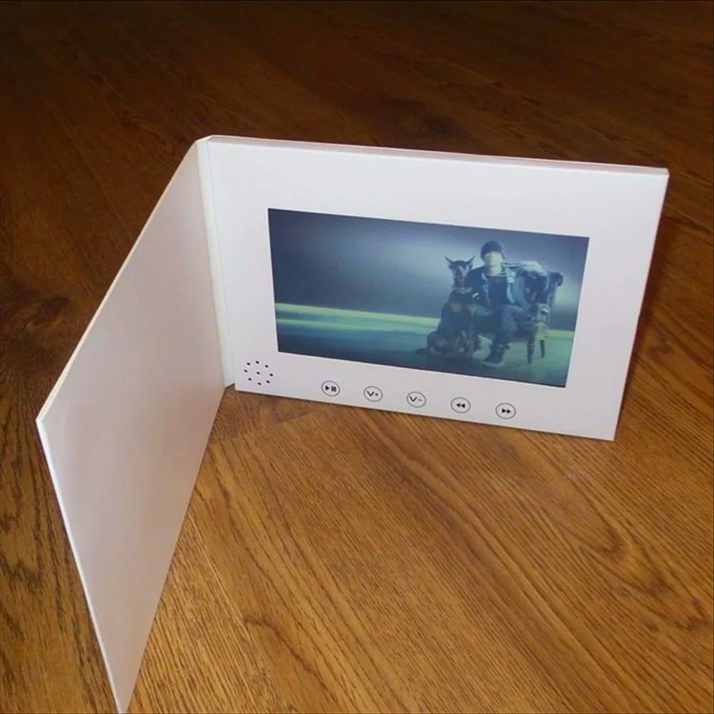7 дюймовый экран 1GB брошюра универсальная видео поздравительные открытки модный дизайн видео рекламные карты просмотр брошюры горячая распродажа