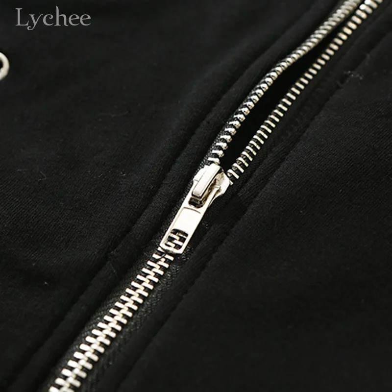 Lychee панк готический женский жакет с перекрестной шнуровкой на молнии длинным