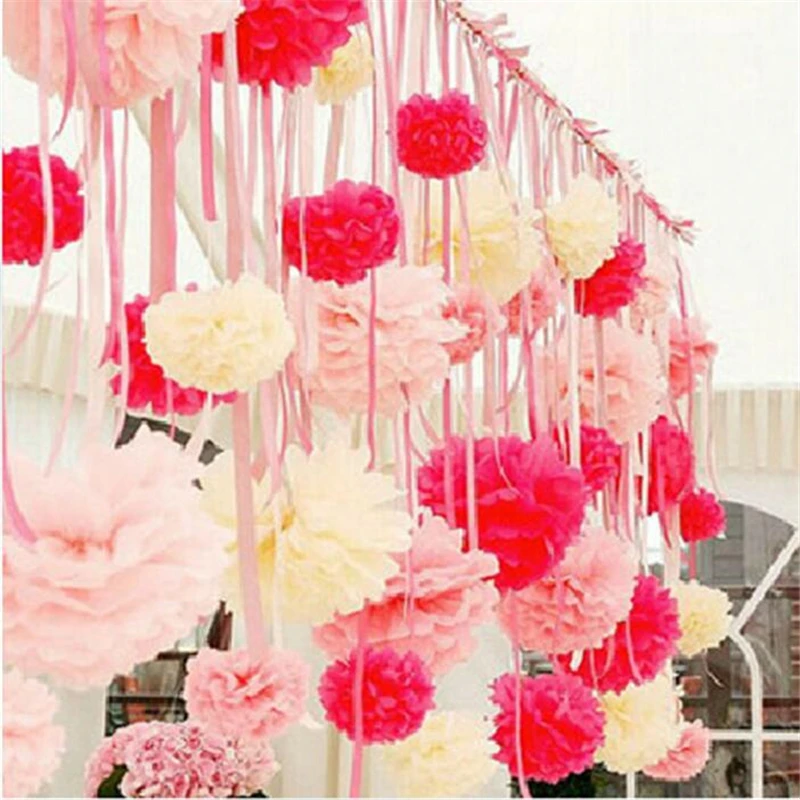

5Pcs 6'' (15cm) Tissue Paper Pom Poms Paper Flower Ball Wedding Home Birthday Party Car Decoration Pompom Artificial Flowers