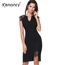 Kenancy 3XL Plus Size Vestido de Renda Das Mulheres de Manga Curta Patchwork Bodycon Vestido Sexy V Pescoço Fino Vestidos de Verão Vestidos 2018