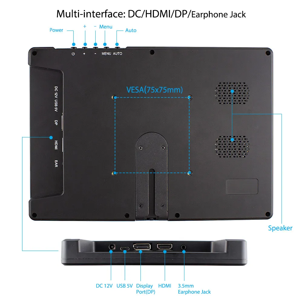 Elecrow 10,1 дюймов монитор 2560*1600P светодиодный портативный компьютерный монитор HDMI ЖК-дисплей ips 2K экран малиновый pi дисплей