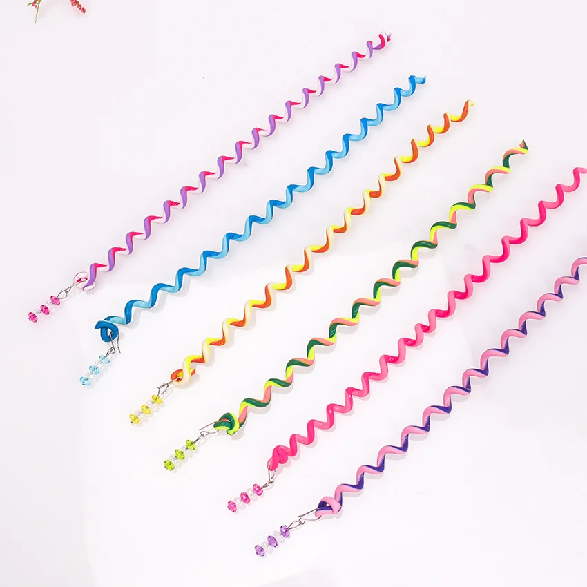 6PCS/lot Rainbow Color Headband Cute Girls Hair Band Crystal Long Elastic Hair Bands Headwear Hair Accessories Random Color