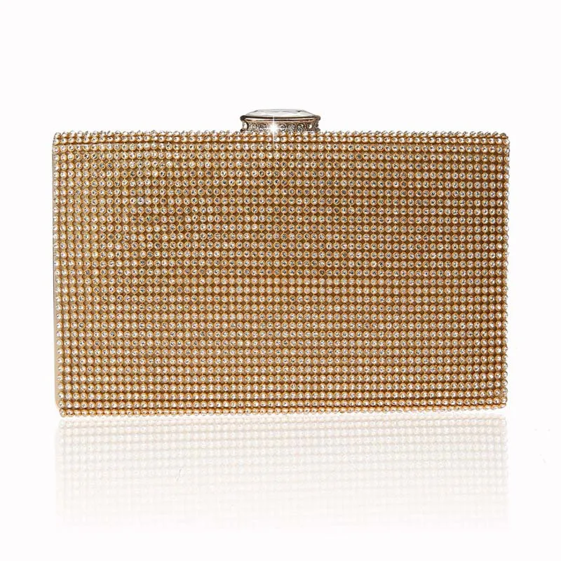 Luxy Moon Gold Glitter Box Clutch Bag Front View