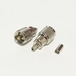 1 шт. Новый UHF штекер конвертер обжимной с для RG58, RG142, RG400, LMR195 длинные прямые Nickelplated оптовая продажа