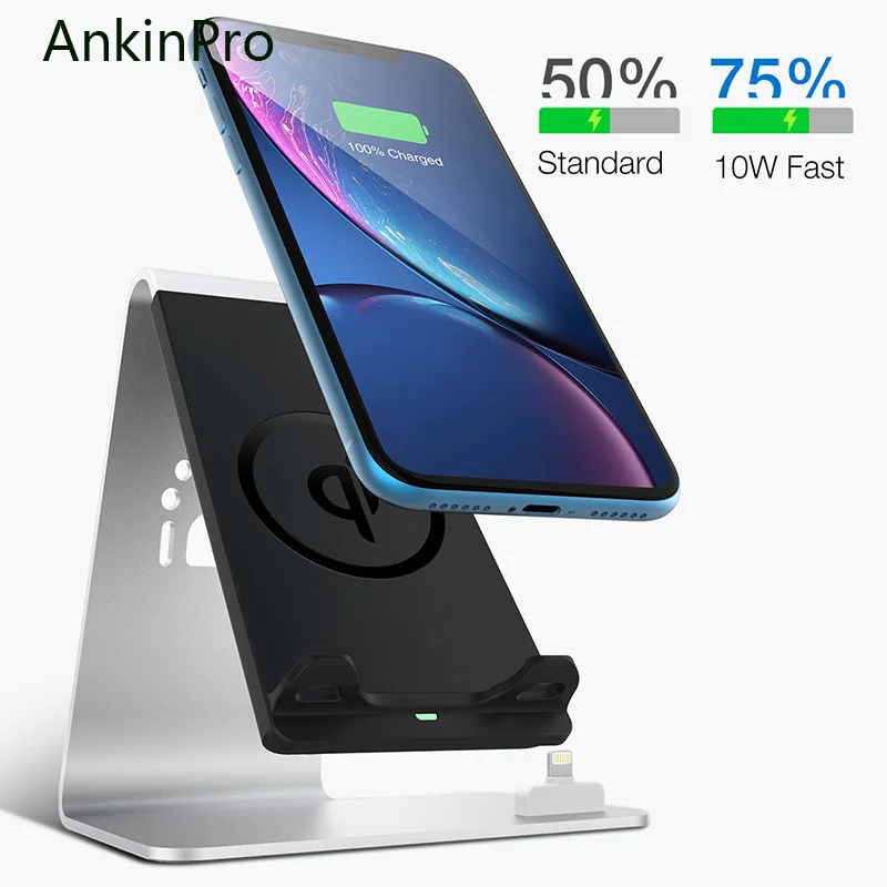 

AnkinPro QI Wireless Charger Fast Charging for Samsung Apple Airpads iPhone 8 X Mobile Phone Stand Quick Charge 2.0 3.0