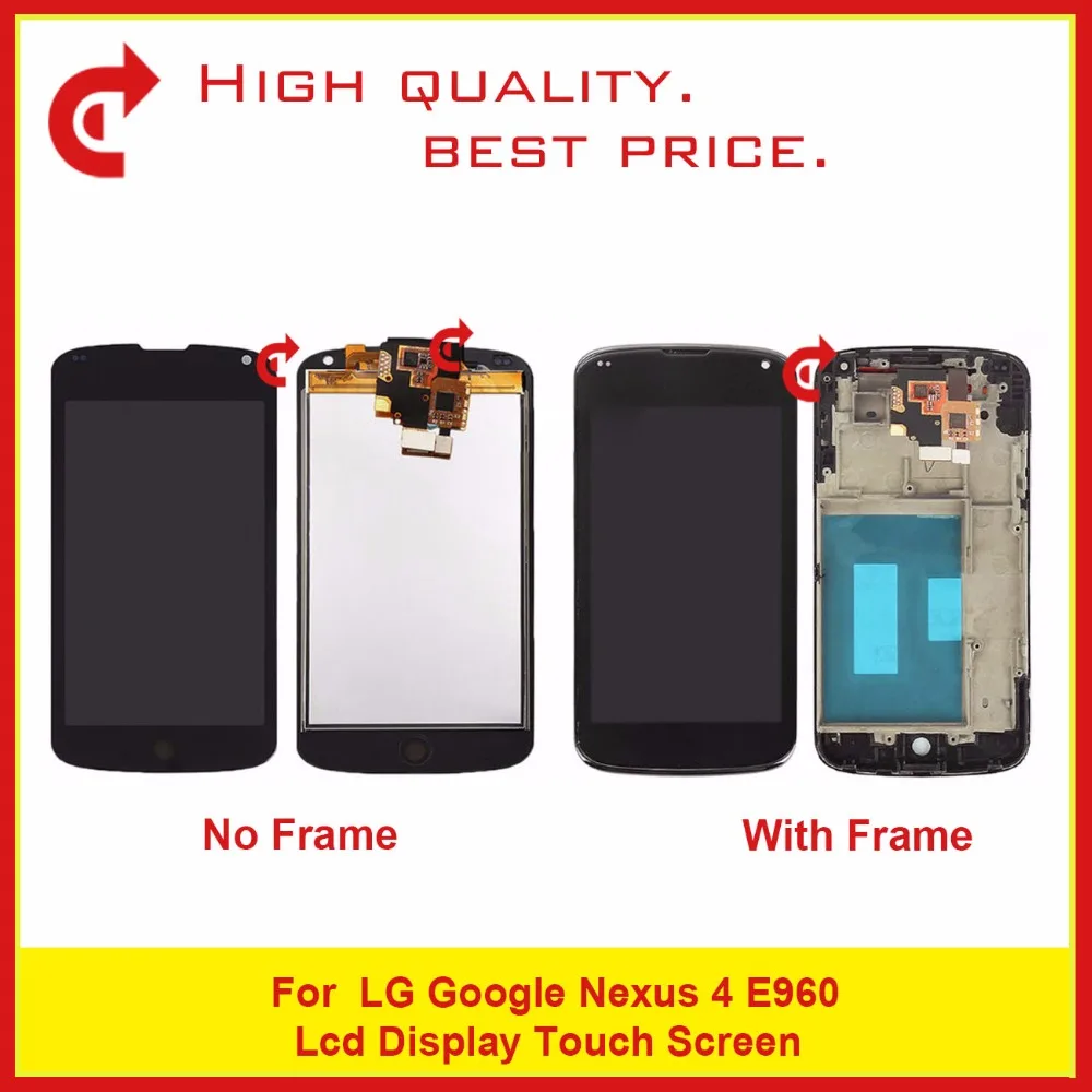 

High Quality 4.7" For LG Google Nexus 4 E960 LCD Display With Touch Screen Digitizer Sensor Panel Assembly Free Shipping