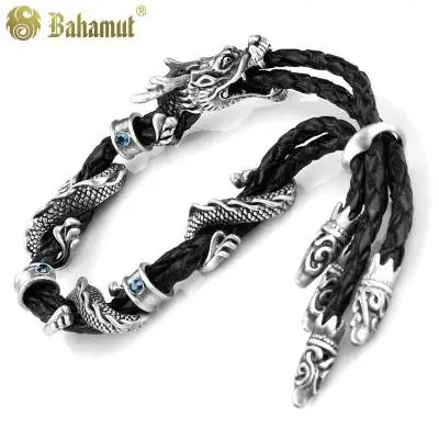 Bahamut кожаный браслет с драконом черный красный | Украшения и аксессуары