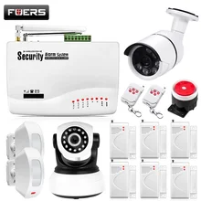 Fuers GSM Alarm Systeme Sicherheit Home Alarm System Kits Russische Stimme Mit PIR Motion Sensoren Tür Detektoren Outdoor Ip kamera