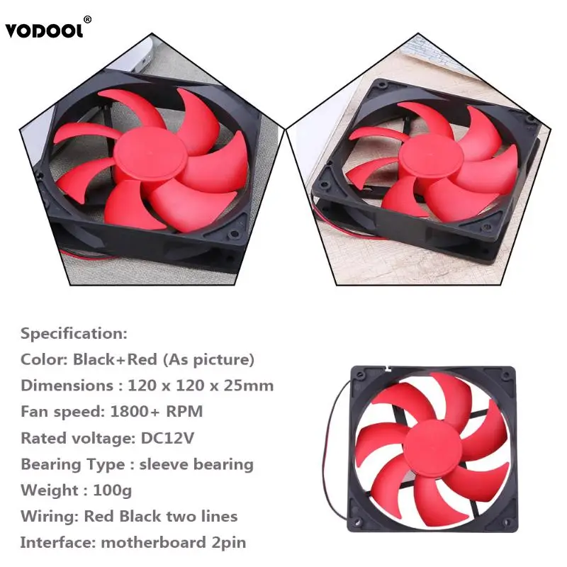 VODOOL 120X120X25 مللي متر DC12V 1800 RPM 2Pin PC التبريد مروحة المحمولة وحدة المعالجة المركزية وحدة معالجة خارجية للحاسوب مروحة المبرد برودة ل جهاز كمبيوتر ش...