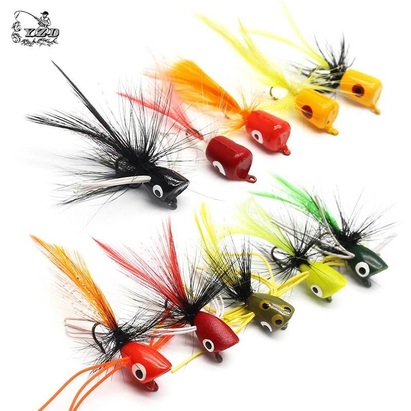 ポッパーハエ 12 個セット低音ポッパーフライフィッシングルアーキットドライミニ泡ポッパー Panfish 餌 Foam Popper Fishing Lurelure Kit Aliexpress