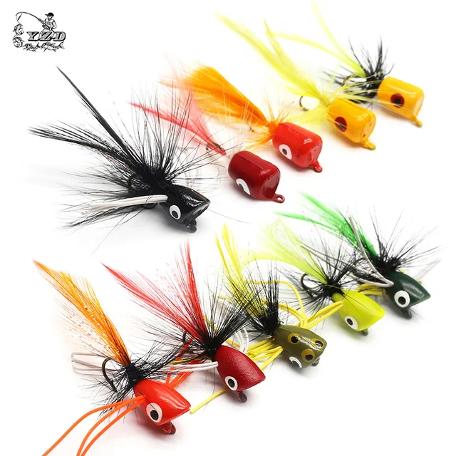 Popper Flies 12PCS Set Bass Popper Fly Fishing Lure Kit Dry Mini Foam