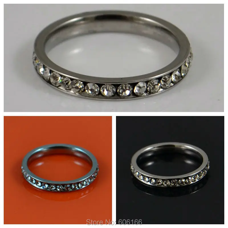 

6x Quality Circle Transparent CZ Rhinestone Engagement Wedding Ring Enragement ring for Women Comfort Fit Stainless Steel Rings