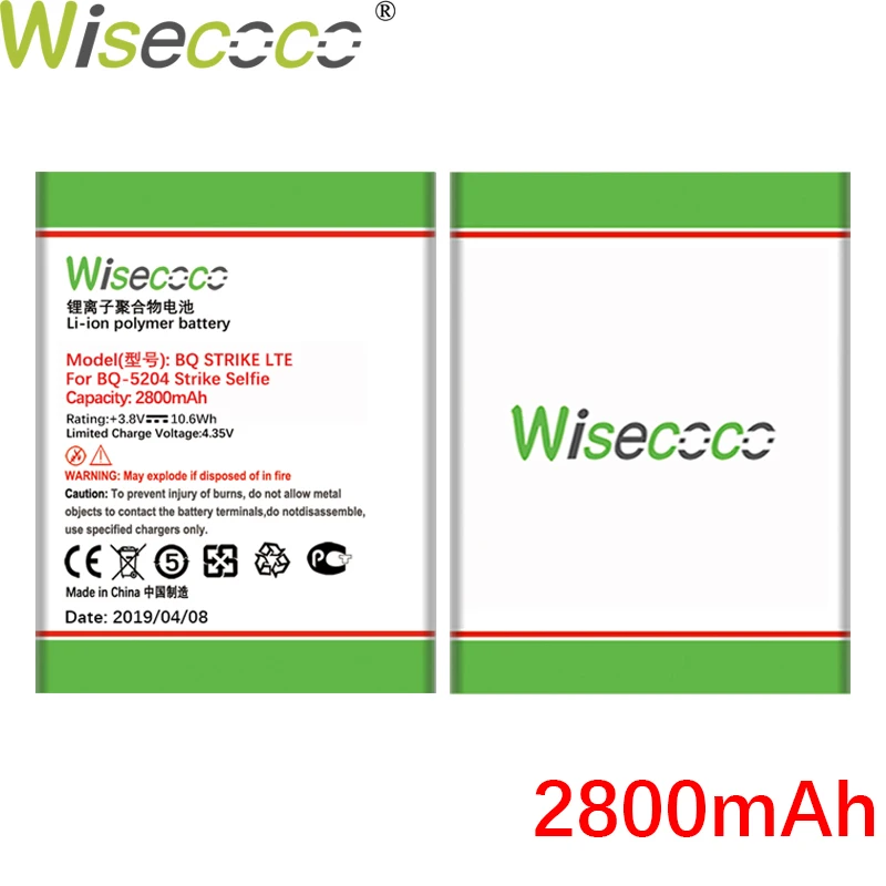 Wisecoco BQ-5204 2800 мАч батарея для BQ Strike LTE BQS 5204 BQ 5204 телефон с высокой батареей Замена+ номер отслеживания