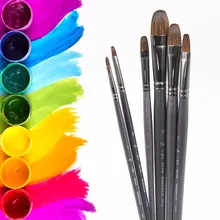 6 шт./компл. Длинные ручки белка художника серебристо-серые кисти для рисования для акварель инструмент рисования акриловые принадлежности