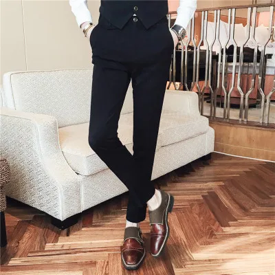 Aliexpress.com : Buy High Quality Suit Pants Men Korean Slim Fit Solid ...