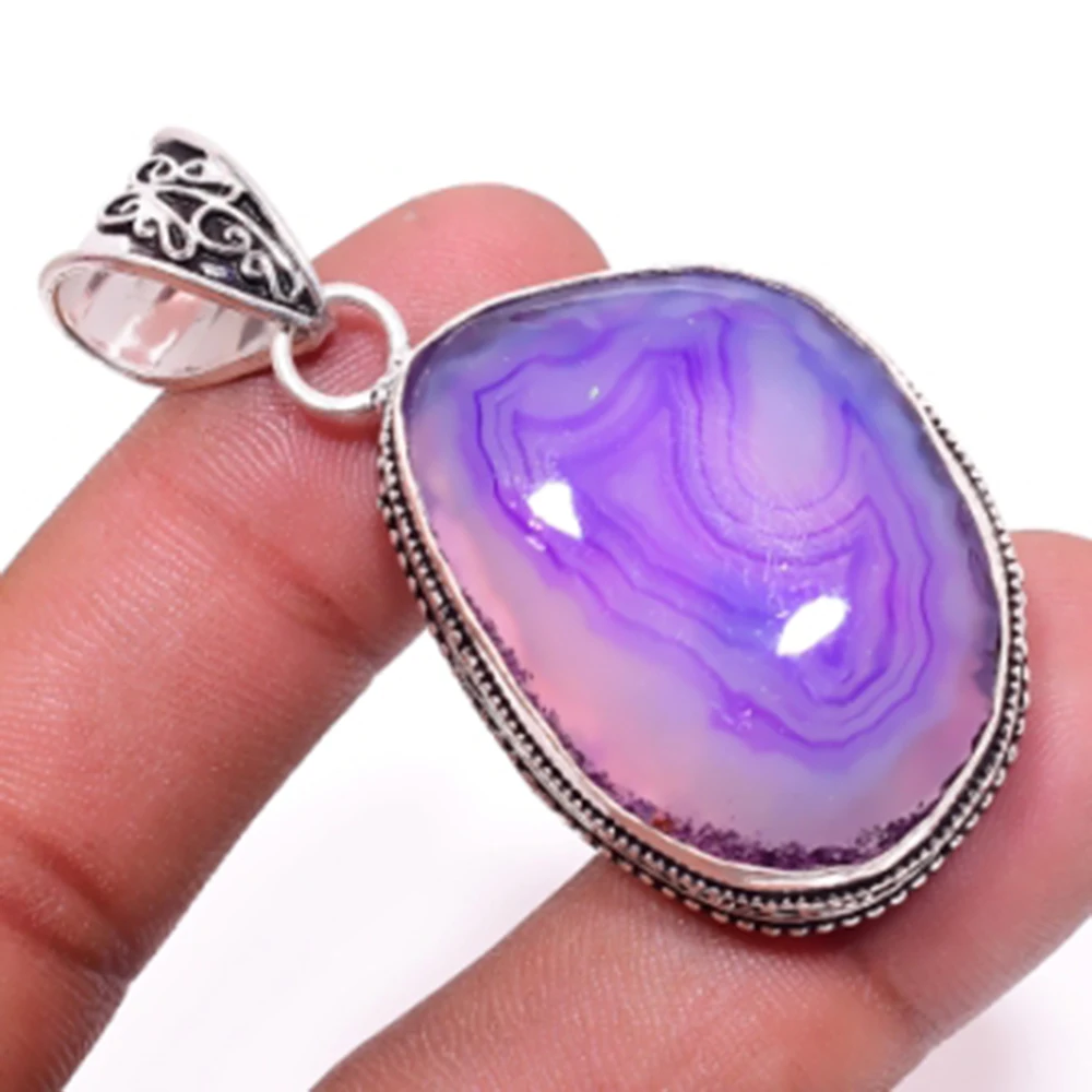 

Solar Agates Pendant Silver Overlay over Copper , 52mm, P6551
