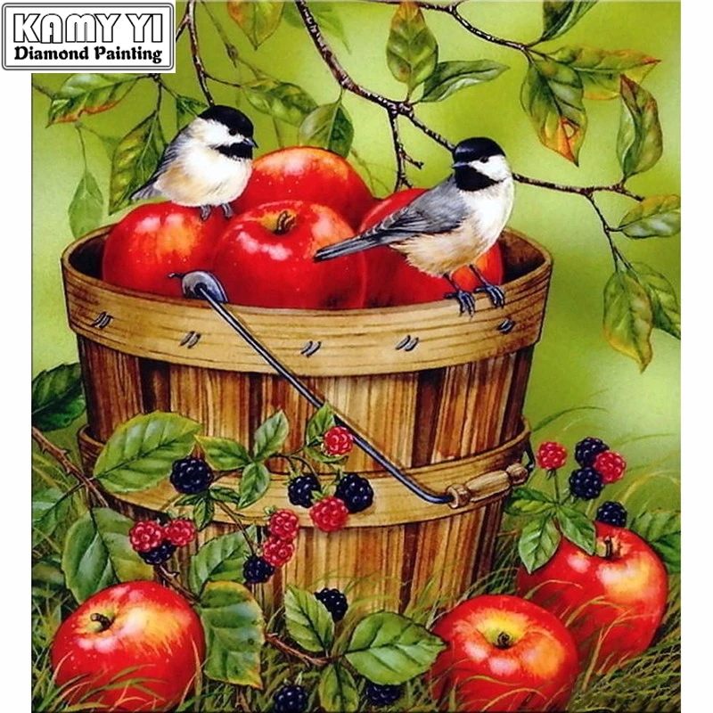 5D DIY Diamond Painting"Birds & fruit"Icon Full Diamond Embroidery