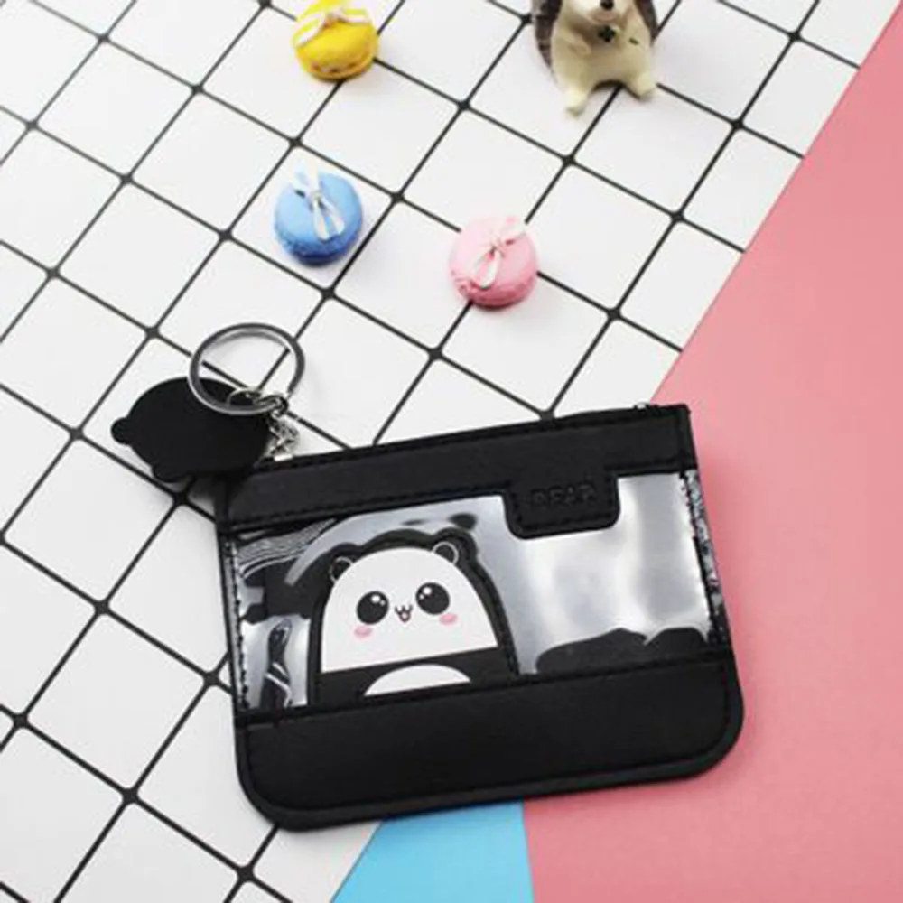 Мультфильм Медведь Портмоне сплайсинга желатин карты сумка для монет Студенческая креативная коробка животные сумка женский кошелек - Цвет: black