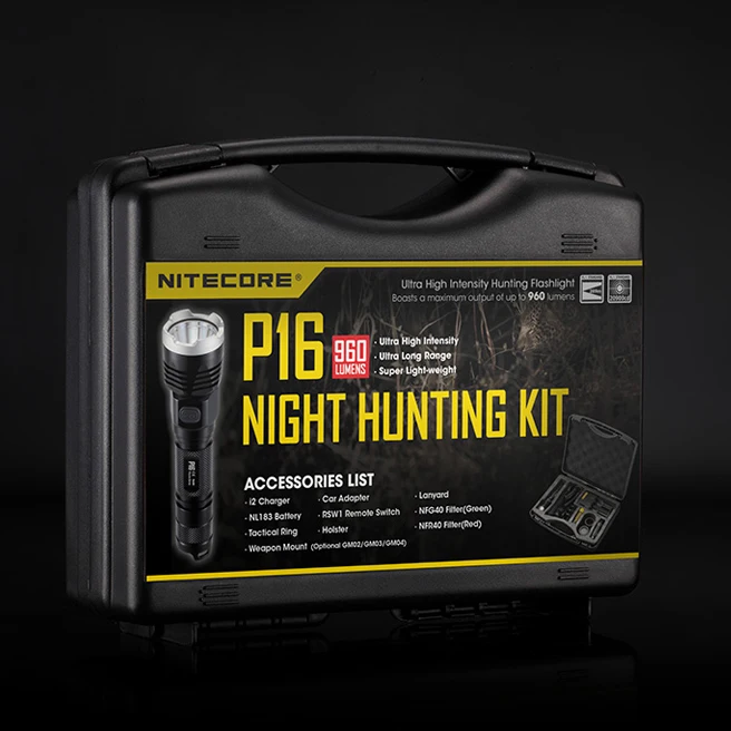 

Discount NITECORE 960 Lumen Cold White Light CREE XM-L2 U2 LED P16 HUNTING KIT Hunting Military Search Flashlight Lantern BoxSet