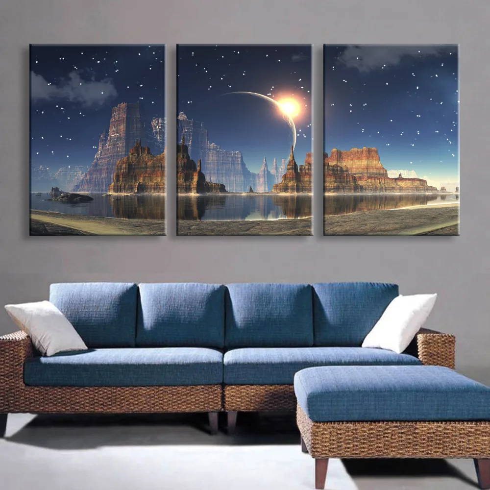 

Stretched Canvas Prints First Light of Morning Flash Effect LED Flashing Optical Fiber Print LED Wall Art LED Decorations