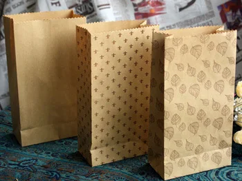 3 шт пустые/цветок/Листья крафт-бумажные пакеты для доставки хлеба и еды бумажные пакеты для Конфета попкорн Подарочный пакет для дня рождения - Цвет: 3 Styles Mix