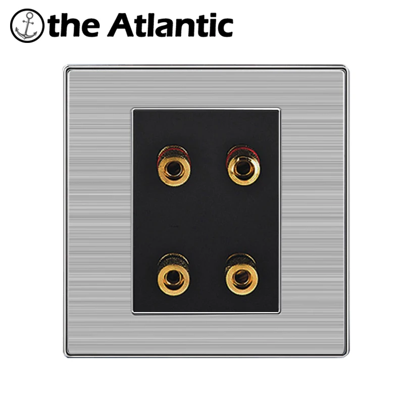 

Atlantic Wall Four Way Sounds Socket Power Outlet Enchufe Stainless Steel Brushed Silver Panel Electrical Plug Soquete