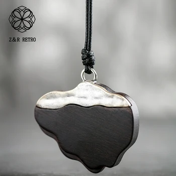 

Irregular Pendant&Necklaces for Women Wooden Handmade Fashion Pendant Necklace Sandalwood Vintage Sweater Rope Chain Jewelry