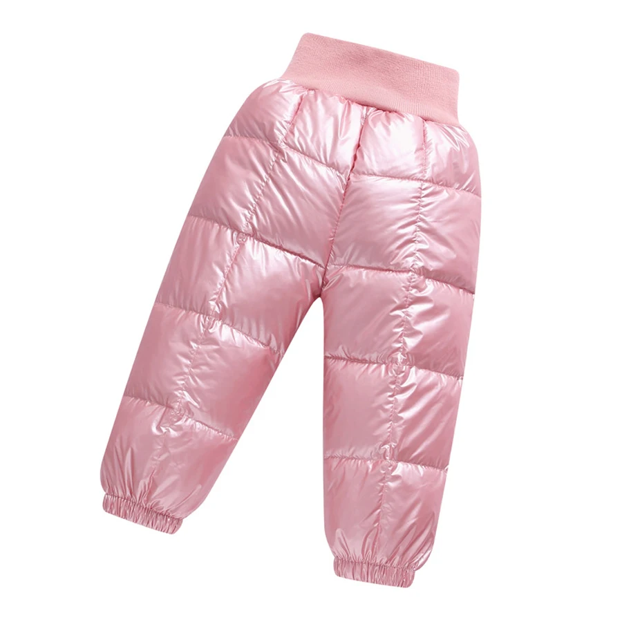 

2019 Winter Kids Down Pants Warm Pants for boys girls kids High waist thick Cotton long pants Baby Toddler Warm winter Trousers