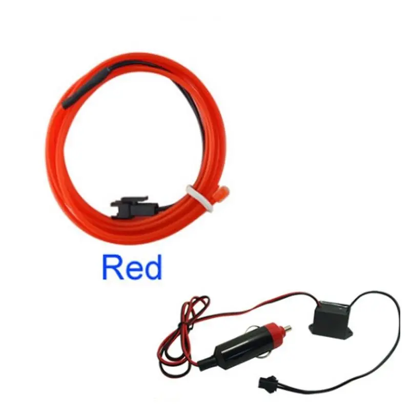 Red 2M 12V LED Car Auto SUV Interior Decorative Atmosphere Wire Strip Light Lamp