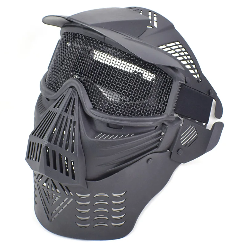 ActionUnion тактическая сетка Полная маска для лица легкие шеи Защитные дыхательные маски страйкбол охотничий как в CS Хэллоуин Пейнтбол - Цвет: Black