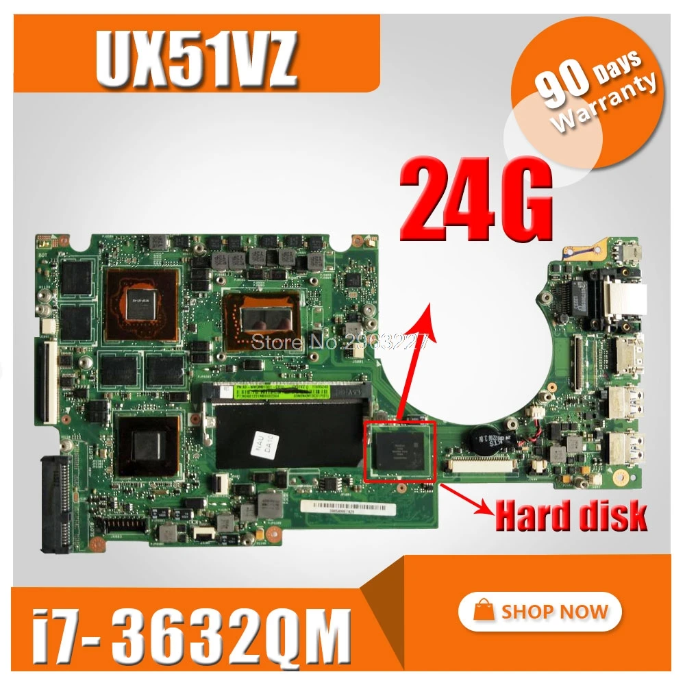 

UX51VZ Motherboard REV 2.0 i7-3612QM For ASUS UX51V UX51VZ UX51VZA UX51VZ Laptop motherboard UX51VZ Mainboard Motherboard
