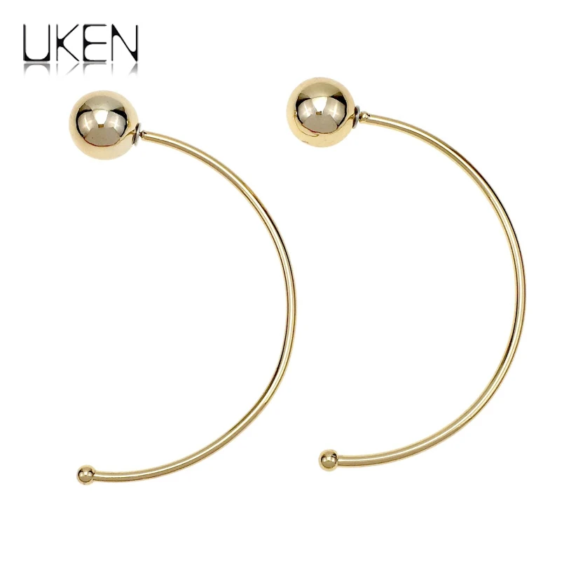 Danfosi Brand Semicircle Style Metal Long Earrings For Women Big Jewelry Gold-Color Ball Stud Earrings Punk Pendientes