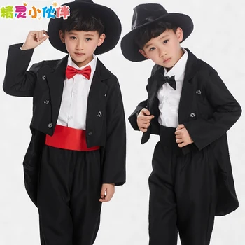 

2016 Limited Rushed Spiderman Boy Tuxedo Suit Kids Costume Suits Piano Magician Host 6pcs/set Coat Pants Tie Shirt Hat Waitband