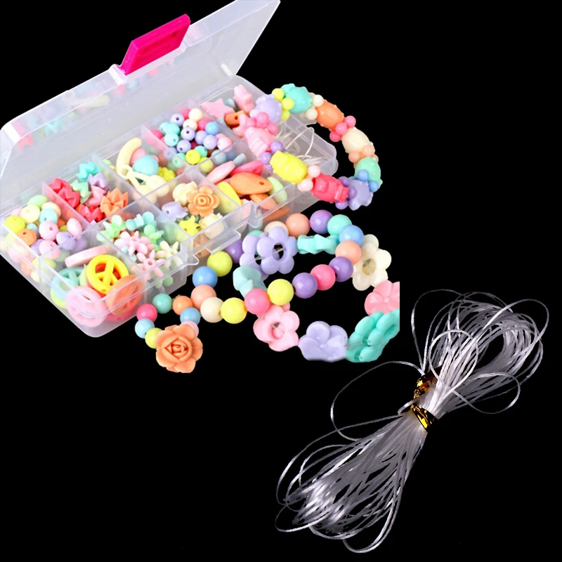 

Assorted Plastic Acrylic Bead Kit Accessories DIY Bracelects Toys Jewelry Making Kids Beads Set Creative Gifts For Children