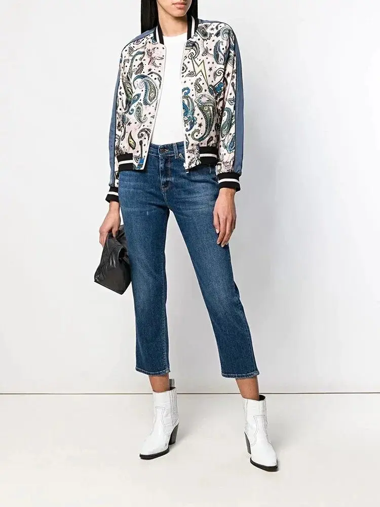 New Arrival Women Print Baseball Bomber Jacket Coat for Spring Autumn Stylish Jacket