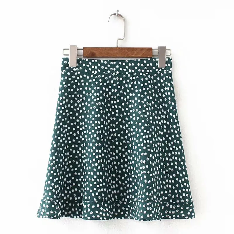 

Oumeifeng Nifty Lotus Leaf Hem Miniscule Skirt Short High Waist Sexy A Word Skirt Half-length Skirt Women Summer 2019