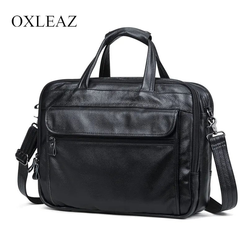 

OXLEAZ Brand 15" Men Business Bags Men Laptop Briefcase Male Genuine Leather Computer Work Bag Large Vintage Handbags for Man