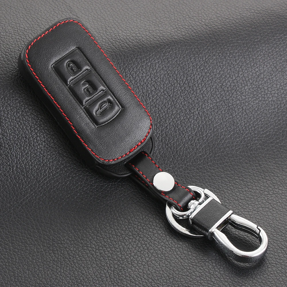 

Genuine Leather Car Styling Key Cover Case For Mitsubishi Outlander 2016 Lancer 10 Pajero Sport ASX L200 Smart 3 Buttons