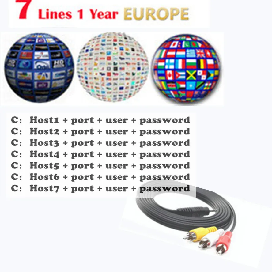 

European DE IT ES channels DVB-S/S2 Satellite 5 clines 1 Year 7 lines Validity Clines newcamd USB WIFI Satellite TV Receiver