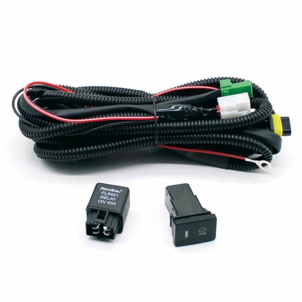 

Set of Wiring Harness Sockets Wire + Switch with LED indicators Relay Cable for Fog Light Lamp for Toyota