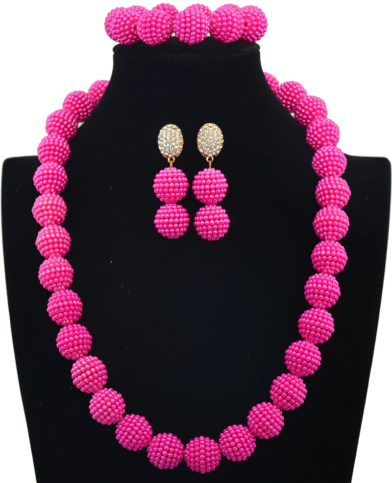 

Imitation pearl Free Shipping 2016 New Nigerian Wedding African Beads Jewelry Set Rose Indian Bridal Jewelry Set