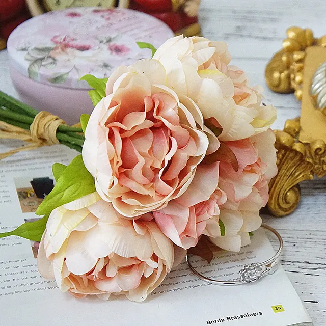 New Hot Artificial Flowers Peony 6 Heads Silk Peonies Flower Bouquet For Wedding Home Party Table Decorations Fake Flowers Artificial Dried Flowers Aliexpress