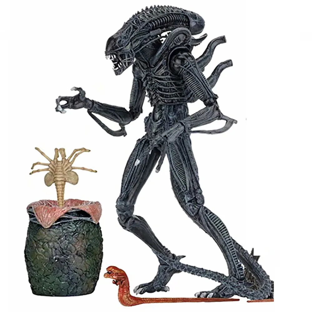Preto e Cinza Figura de Ação Alienígenas Ovos Facehuggers Chestburster Pvc Collectible Modelo Brinquedos Boneca 1986 2 Figuras de ação