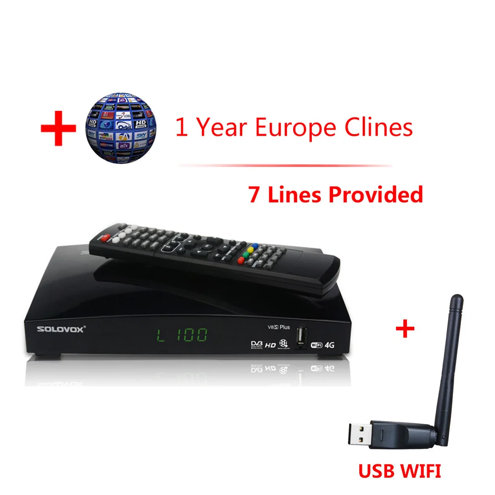 V8S плюс спутниковый приемник+ 1 год Европа Cccam Clines DVB-S2 MPEG-4 1080P полное цифровое ТВ высокой четкости тюнер рецептор vs V8 super V7 - Цвет: V8S 1year Cccam WiFi