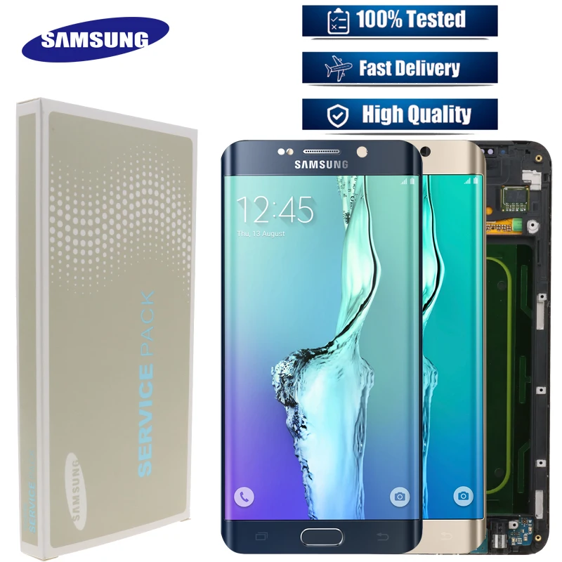 

100%ORIGINAL SUPER AMOLED G928 LCD with frame for SAMSUNG Galaxy s6 edge plus Display G928 G928F Touch Screen Digitizer Assembly