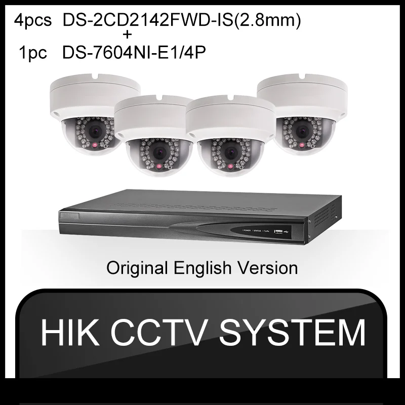 HIK 1080P HD 4MP Security Camera System 48V 4 POE NVR With 4pcs 1920*1080 ONVIF POE IP Camera 4CH CCTV Video Surveillance 4K 2K