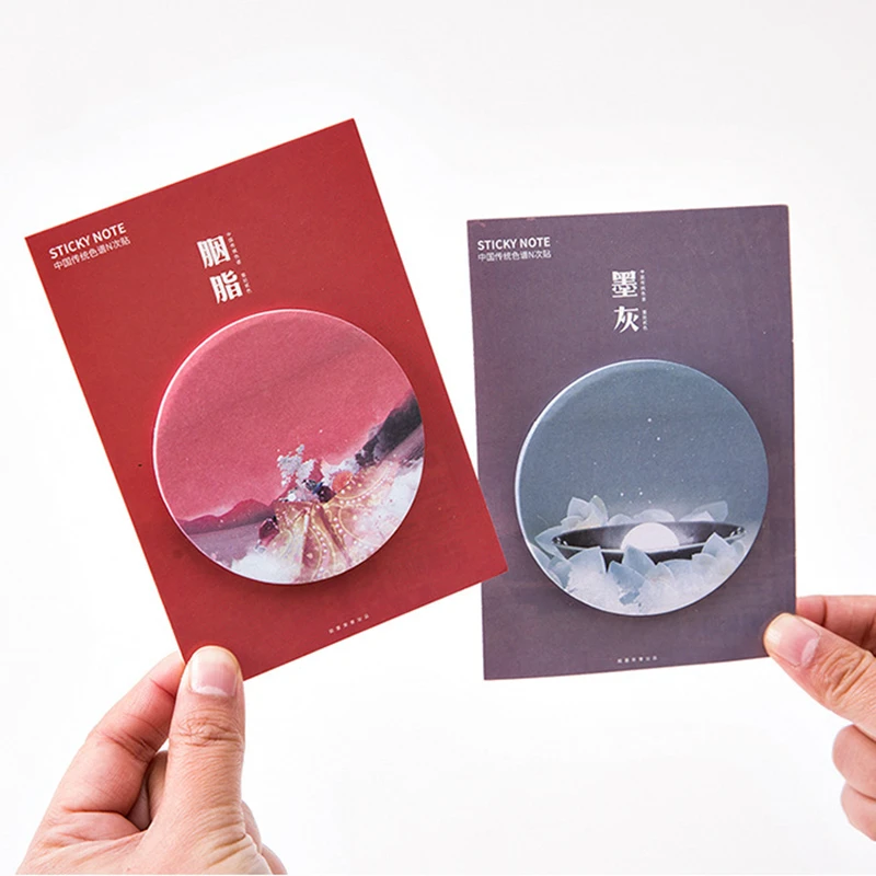 

3pcs Sticky Notes Memo Pad Stationary Scrapbooking Decorative Index Sticker Chinese Traditional Color Office Chancery Bookmark