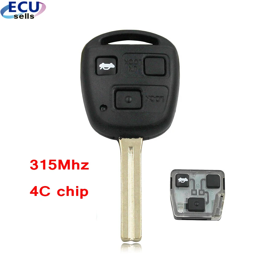 

3 Buttons Remote Smart Car Key 315MHz With 4C Chip for Lexus IS200 GS300 LS400 RX300