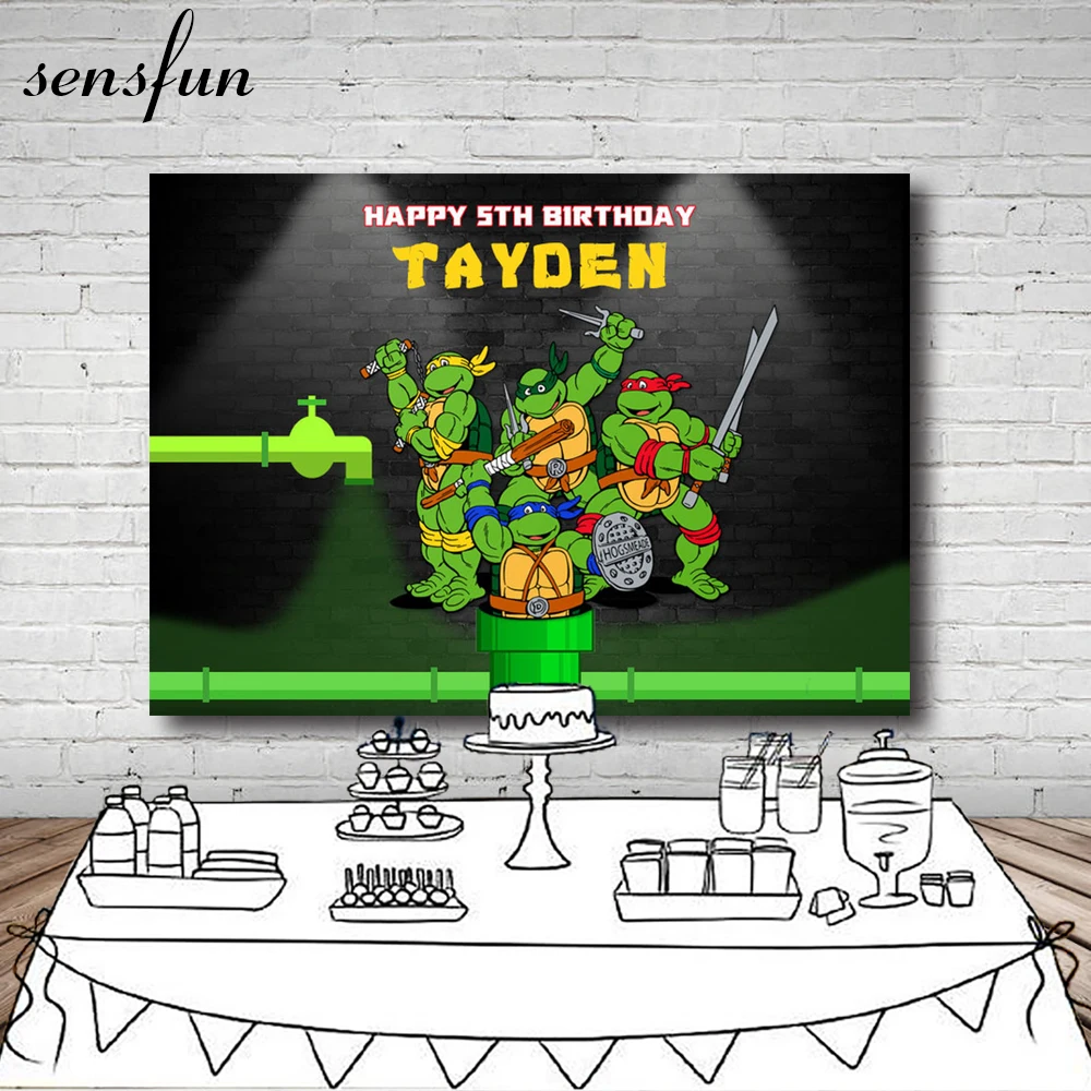 

Teenage Mutant Ninja Turtles Photography Backdrop Cartoon Children Birthday Party Backgrounds For Photo Studio Custom 7x5FT