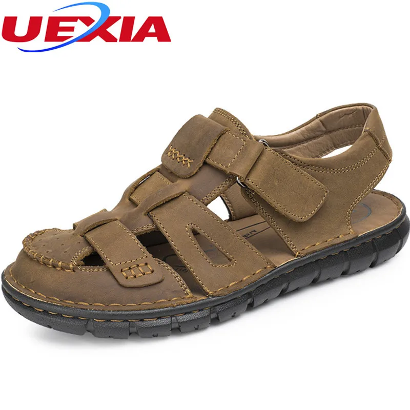 

Summer Beach Sandals Men Shoes Casual Cool Leather Soft Rubber Sole Outdoor Flat Slippers Breathable Mans Slides Comfort Slipper